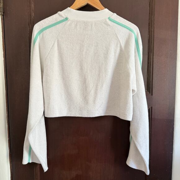 L*SPACE | White Terry Cloth Crew Neck Crop Top with wide sleeves | Small - Picture 4 of 5